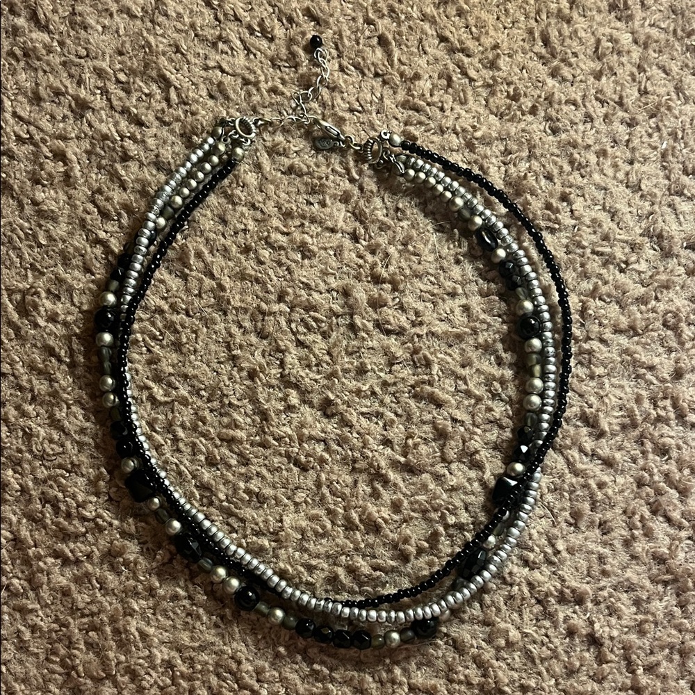 Elegant Black and Silver Beaded Necklace